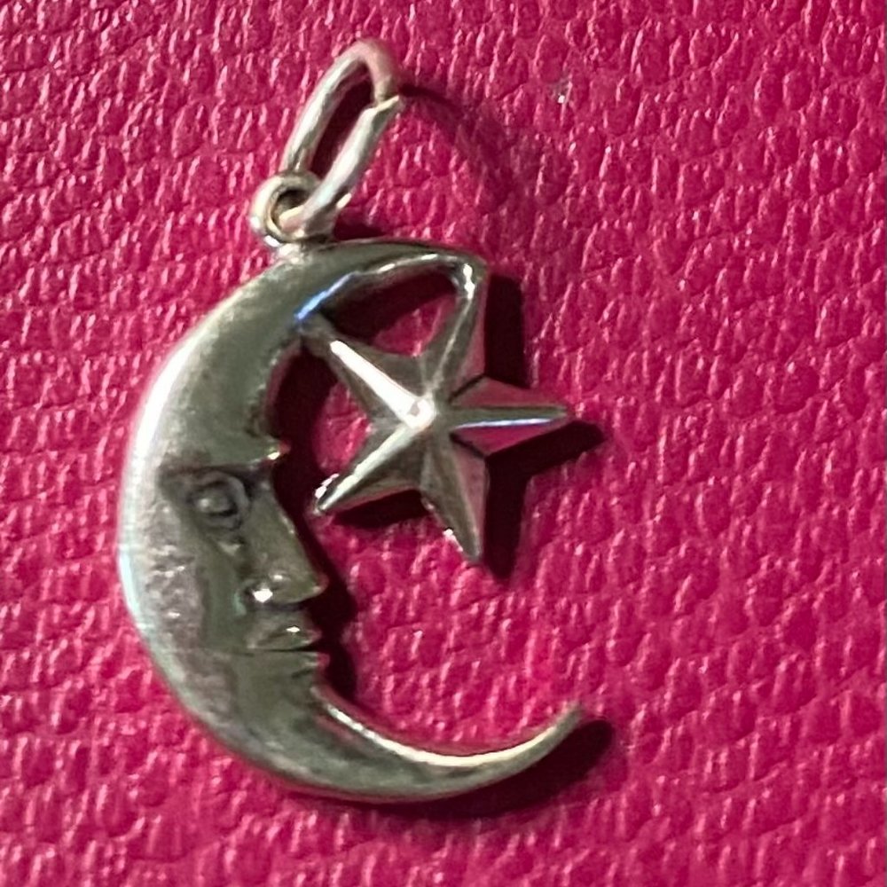 New! Man in the moon and star .925 Charm